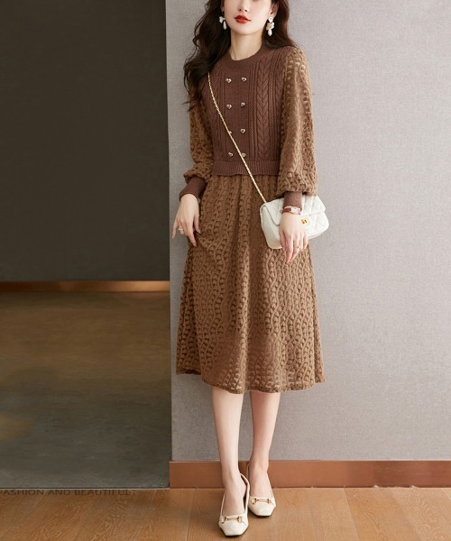 「Miniministore」 ニットワンピース フリー ベージュ レディース_画像8