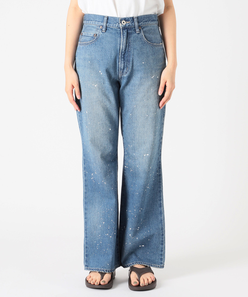 「FRAMeWORK」 加工デニムパンツ LARGE サックスブルー レディース