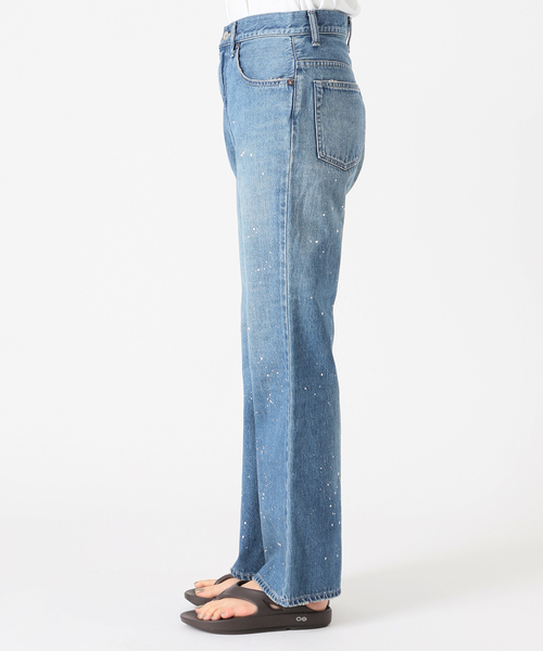 「FRAMeWORK」 加工デニムパンツ LARGE サックスブルー レディース