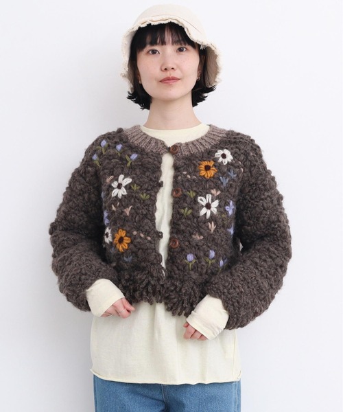 l'atelier du savon（アトリエドゥサボン） カーディガン 花の咲く