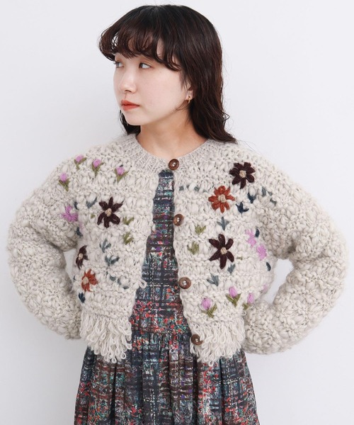 l'atelier du savon（アトリエドゥサボン） カーディガン 花の咲く