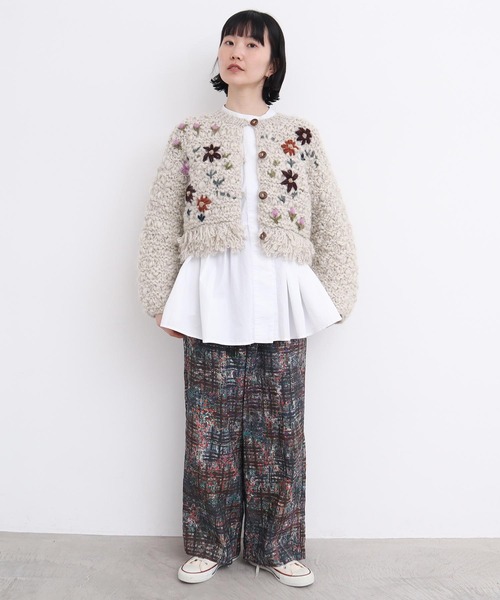 l'atelier du savon（アトリエドゥサボン） カーディガン 花の咲く