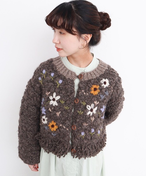 l'atelier du savon（アトリエドゥサボン） カーディガン 花の咲く