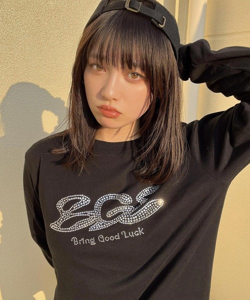 BGL tシャツ RHINESTONE LOGO LS TEE / ラインストーン / ロゴ