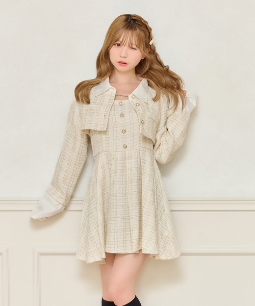 AND COUTURE 【WEB限定】横畔ニット＋ツイードミニワンピースセット AND COUTURE 【WEB限定】横畔ニット＋ツイードミニワンピースセット