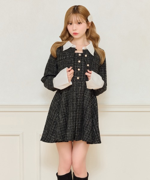 本日限定値下げ！sheller ツイード ワンピース♡ apres jour（アプレジュール） ワンピース 「セット着用可能」ツイード