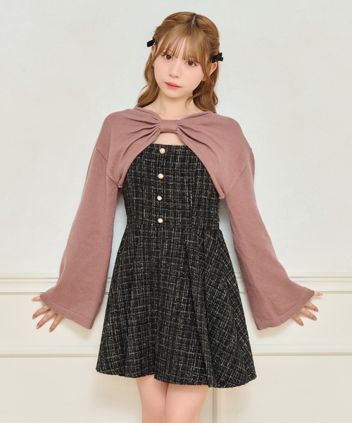 apres jour ツイードミニワンピース ピンク apres jour（アプレジュール） ワンピース 「セット着用可能」ツイード