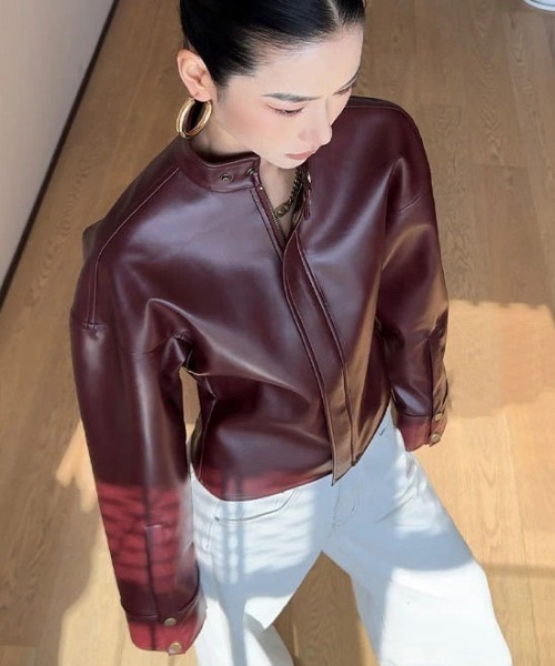 AsheKsha ジャケット ノーカラージャケット ノーカラーレーザー