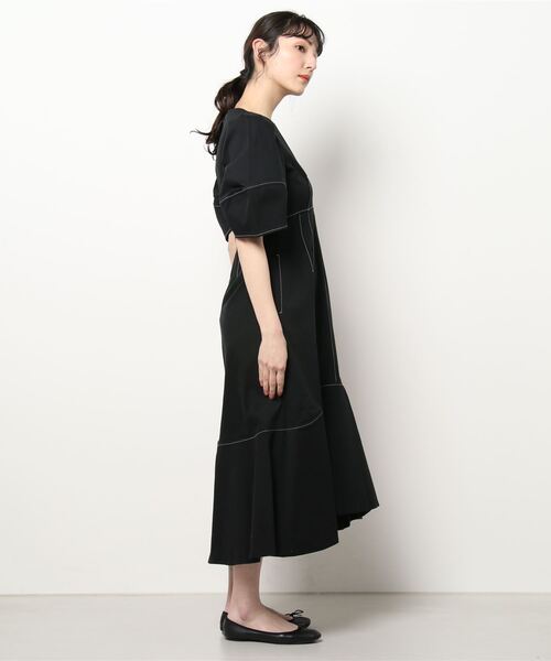 LANVIN en Bleu 「LANVIN Bleu」 半袖ワンピース 38 ブラック