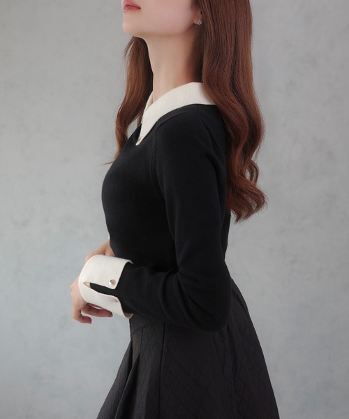 「JUNOAH」 長袖ニット LARGE チャコール レディース_画像4