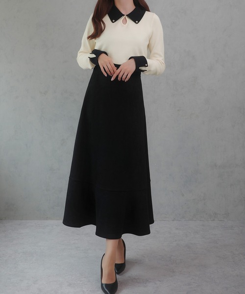 「JUNOAH」 長袖ニット LARGE チャコール レディース_画像9