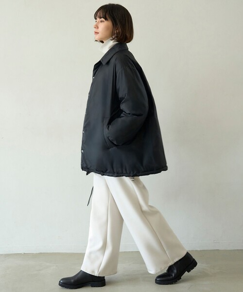 【未使用品】UNFILO×TAIONコラボ ダウンジャケット 2WAY ブラック TAION×UNFILO】2WAY キルティングダウン（ダウンジャケット/コート