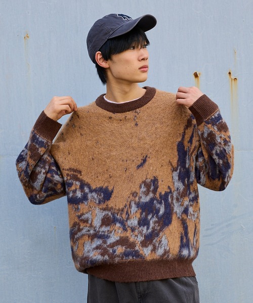 NEIGHBORHOOD モヘア アルパカ混 ニット ボーダー ベージュ S セーター ニット 「TETE SELECTION」モヘア混ジャガードニット