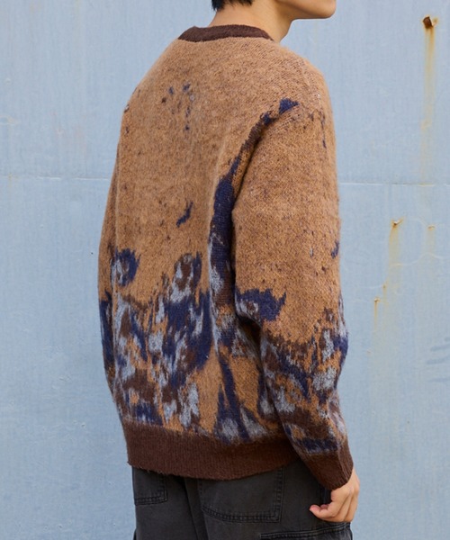 Malbon フーディー ニットトップス 美品 ベージュ/ネイビー⛳ kutir（クティール） セーター ニット 「Teddy Bare」KNIT MUFFLER SET