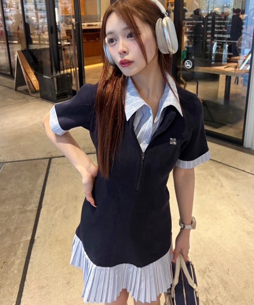 「one after another NICE CLAUP」 半袖ワンピース MEDIUM ベージュ レディース_画像2