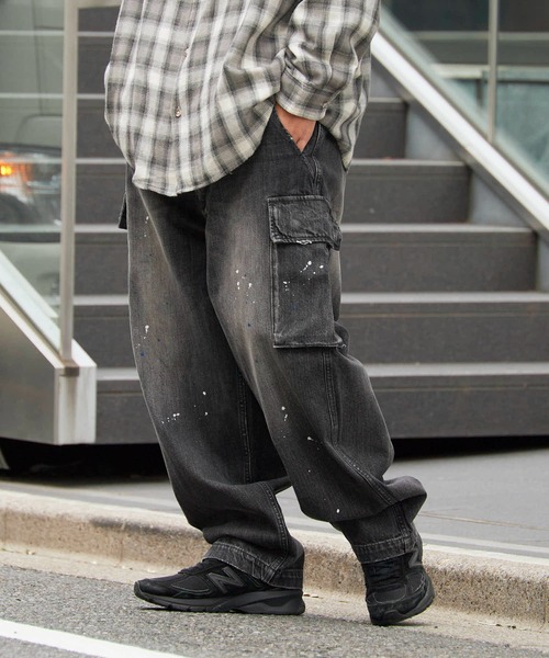 【美品】LIBERE リベーレ ブラックデニム カーゴパンツ MIL CARGO LIBERE（リベーレ） カーゴパンツ リベーレ / LAYERED WIDE PANTS