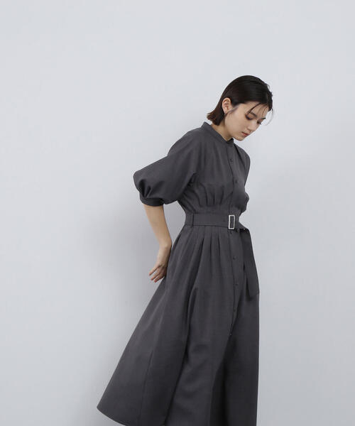 「NATURAL BEAUTY BASIC」 半袖ワンピース MEDIUM チャコールグレー レディース_画像2