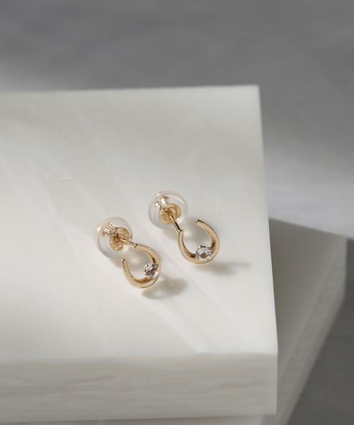 queite ピアス K10 YG 馬蹄×ストーンピアス「queite」 レディース 