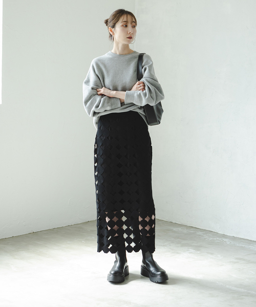 NOBLE（ノーブル） スカート 「追加2」ドットモチーフニットスカート
