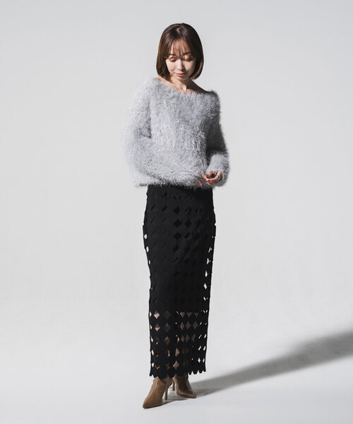 NOBLE スカート 「追加2」ドットモチーフニットスカート : ZOZOTOWN