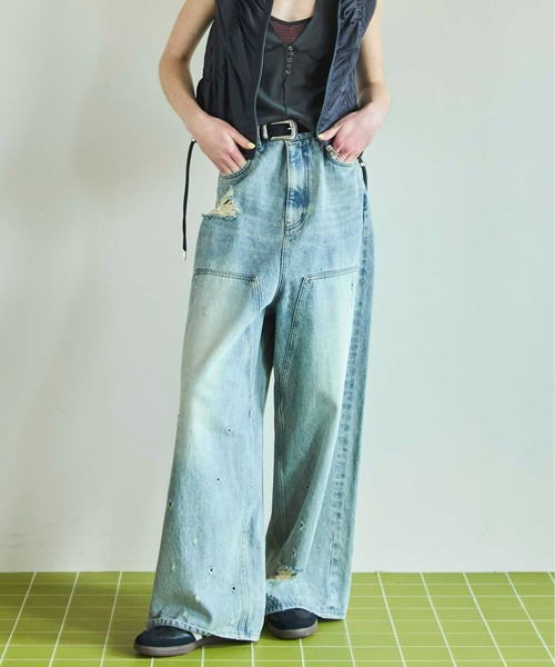 Tulle Distressed Denim Pants/チュールダメージデニム【MAISON