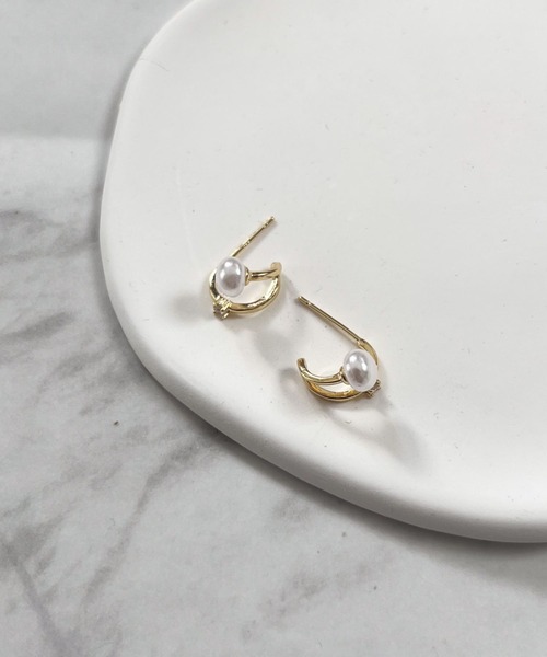 yu-ka ピアス YU-KA:パールデザインスタッドピアス Pearl design stud
