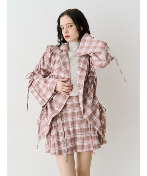 ギャザーリボンジャケットミニワンピース　jouetie ジュエティ ギャザーリボンジャケットミニワンピース【セットアップ対応