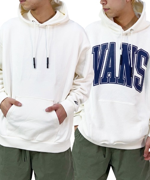 VANS（ヴァンズ） プルオーバーパーカー L ホワイト メンズ : ZOZOTOWN