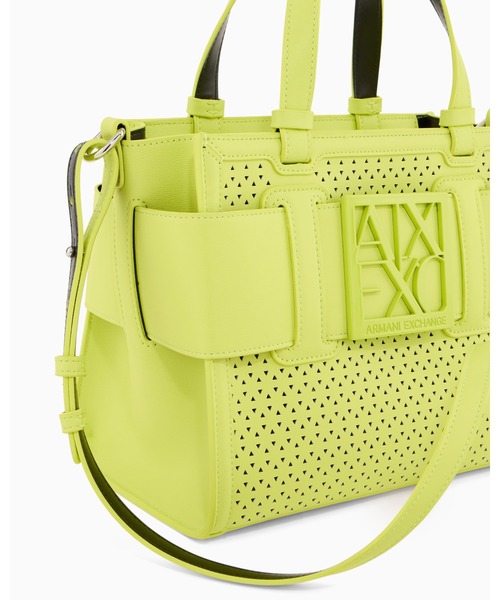 ハンドバッグ 「A|X アルマーニ エクスチェンジ」BOXロゴバックル パンチングミニハンドバッグの画像