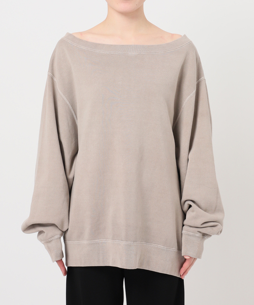 vintage オフショルダー　プルオーバー　ベージュ　スウェット EVERYDAY I LIKE. tシャツ *ヴィンテージオフショルダープルオーバー