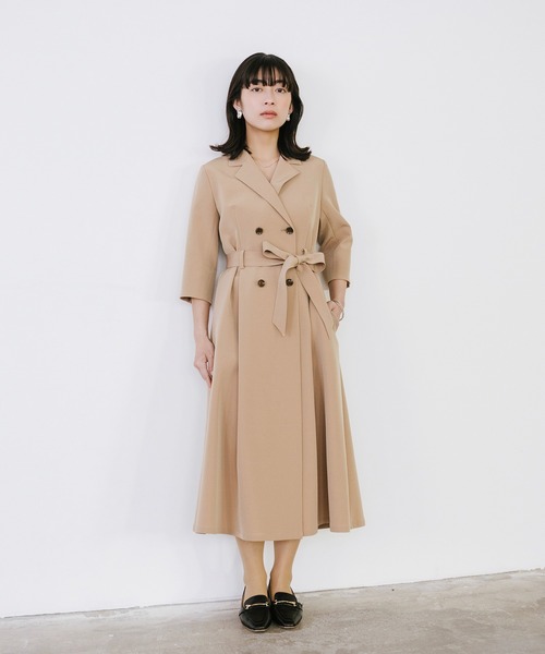 ワンピース カシュクール7分袖ワンピース「2サイズ展開」の画像