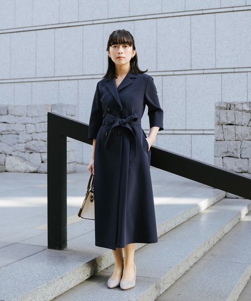 ワンピース カシュクール7分袖ワンピース「2サイズ展開」の画像