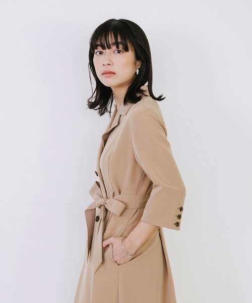 ワンピース カシュクール7分袖ワンピース「2サイズ展開」の画像
