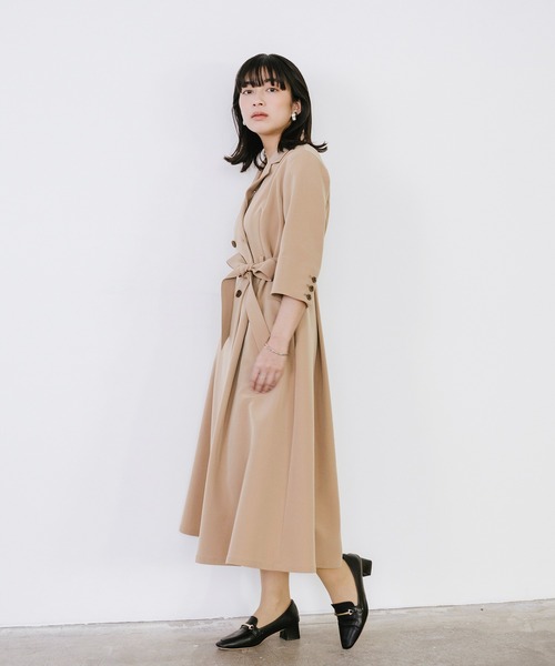 ワンピース カシュクール7分袖ワンピース「2サイズ展開」の画像