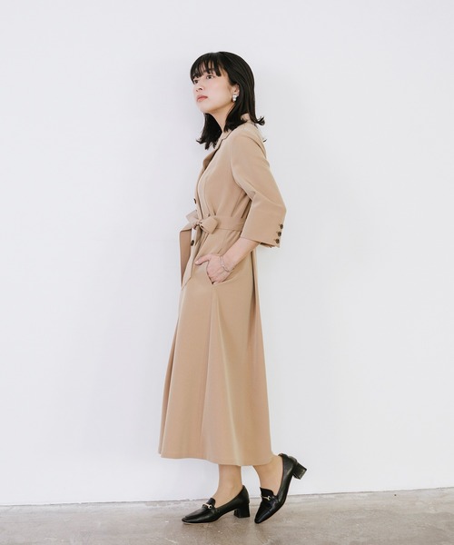 ワンピース カシュクール7分袖ワンピース「2サイズ展開」の画像