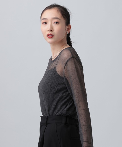LEPSIM（レプシィム） tシャツ シアープリーツデザインプルオーバー
