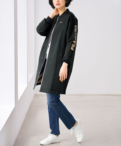 「FILA」 ノーカラーコート MEDIUM ブラック レディース_画像9