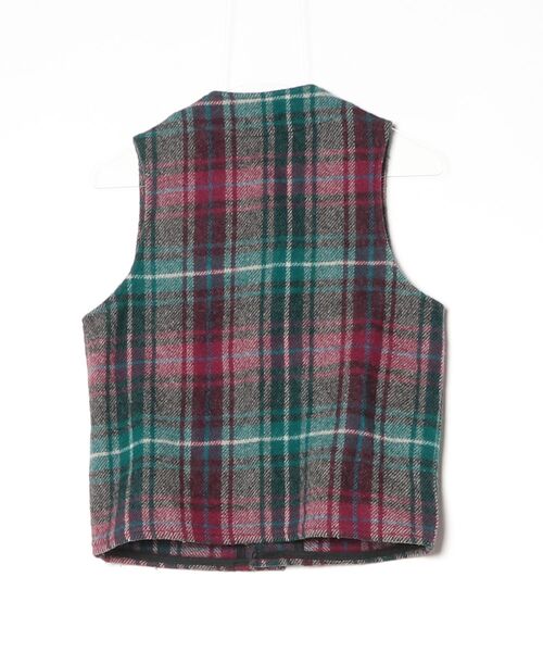 「Johnson Woolen Mills」 チェック柄ベスト M グリーン レディース_画像2