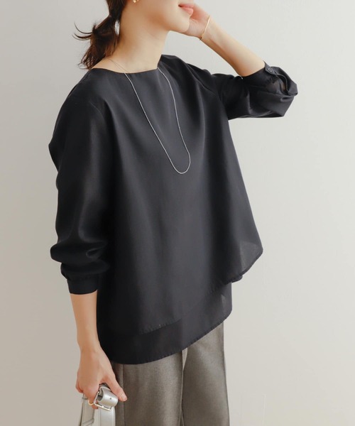 「URBAN RESEARCH DOORS」 長袖ブラウス MEDIUM ネイビー レディース_画像2