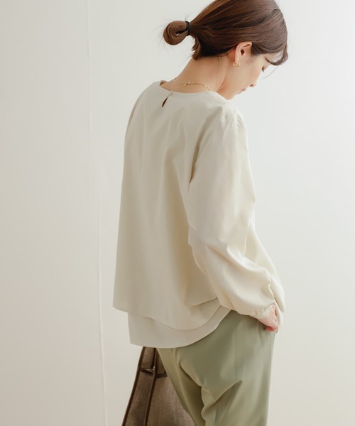 「URBAN RESEARCH DOORS」 長袖ブラウス MEDIUM ネイビー レディース_画像3