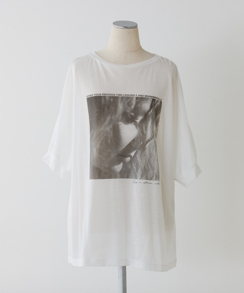 tシャツ シアーフォトプリントTシャツ レディースの画像