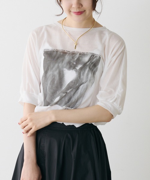tシャツ シアーフォトプリントTシャツ レディースの画像