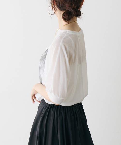 tシャツ シアーフォトプリントTシャツ レディースの画像