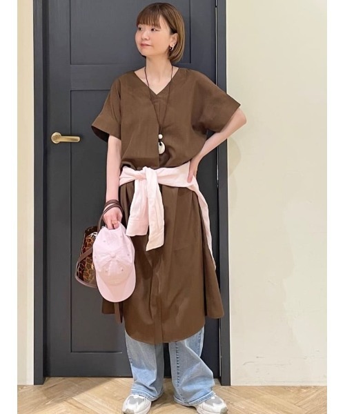 Te chichi（テチチ） ワンピース 半袖 「接触冷感」麻調サック