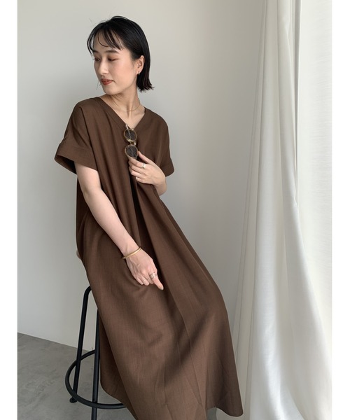 Te chichi（テチチ） ワンピース 半袖 「接触冷感」麻調サック