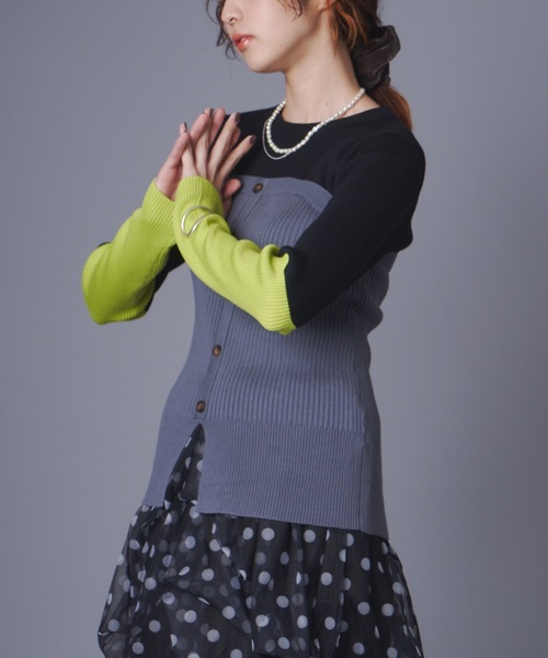 「terrace」 ニットカーディガン MEDIUM シルバー レディース_画像4