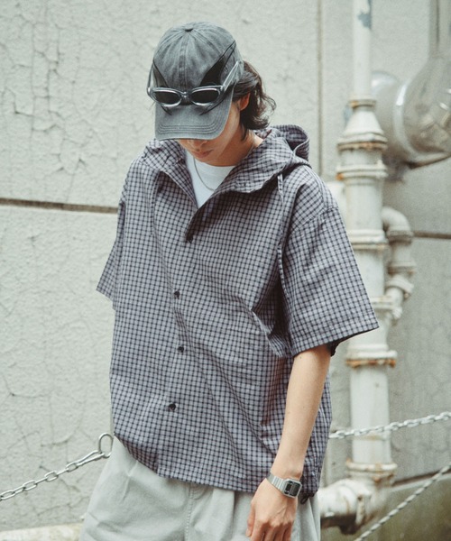RAGEBLUE（レイジブルー） シャツ 半袖 Draw Strings Hood Check Shirt