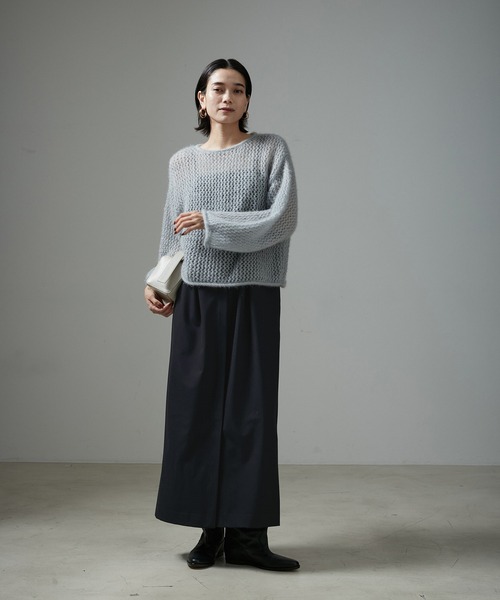 「SALON adam et rope'」 サロペットスカート L グレー×ホワイト レディース_画像3