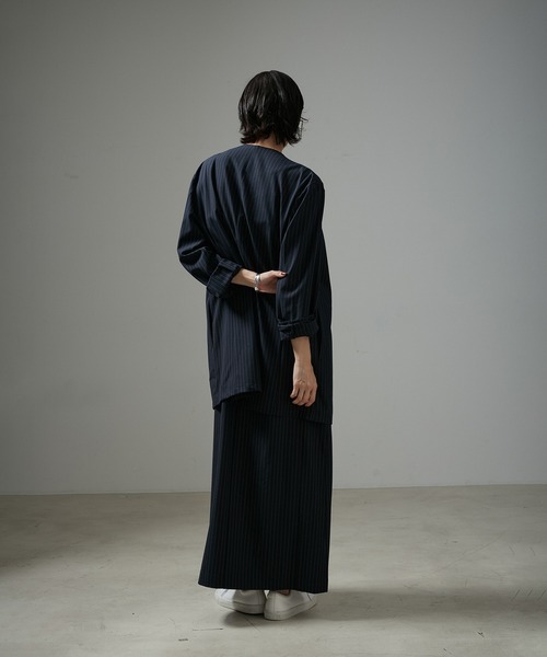 「SALON adam et rope'」 サロペットスカート L グレー×ホワイト レディース_画像7