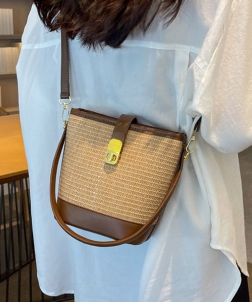 かごバッグ 2way ショルダー付き 新品 ショルダーバッグ バッグ 2wayカゴ風ショルダーバッグ レディース